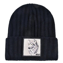 Load image into Gallery viewer, Wolf Patch Knit Beanie Fashionable Winter Headwear Men Women