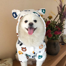 Load image into Gallery viewer, A standing dog wearing Waterproof Dog Raincoat White color Bear printing