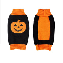 Load image into Gallery viewer, Black orange with orange pumpkins printing Christmas pet outfit dog sweater front and back view