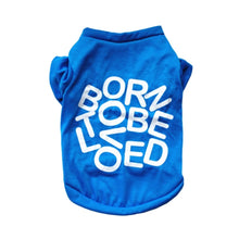 Load image into Gallery viewer, Blue cute dog shirt with letters printing on it