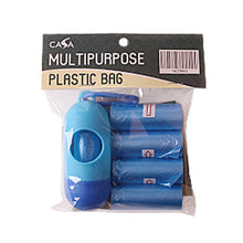 Load image into Gallery viewer, Dog waste bag small packs product Portable dispenser attached with roll plus four more rolls of waste bags Blue color