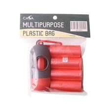 Load image into Gallery viewer, Dog waste bag small packs product Portable dispenser attached with roll plus four more rolls of waste bags Red color