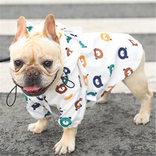 Load image into Gallery viewer, French Bulldog wearing Waterproof Dog Raincoat White color with Bear printing
