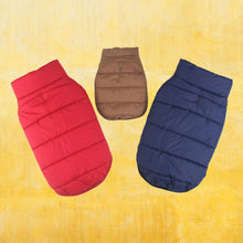 Load image into Gallery viewer, Three of Winter coats for dogs Red Blue Coffee Colors