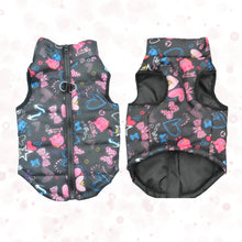 Load image into Gallery viewer, Warm Coat Jacket Windproof Vest Black Cartoon Color Style Front and Back View