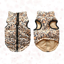Load image into Gallery viewer, Warm Coat Jacket Windproof Vest Leopard Print Color Style Front and Back View