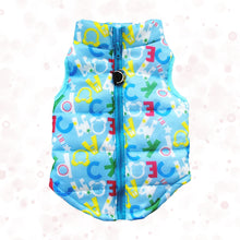 Load image into Gallery viewer, Warm Coat Jacket Windproof Vest Light Blue Letters color Front View