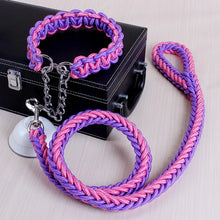 Load image into Gallery viewer, Premium 1.2M Double Strand Rope Leash Set for Large Dogs with Metal P Chain Buckle and National Color Collar Ideal for Big Dogs
