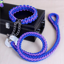 Load image into Gallery viewer, Premium 1.2M Double Strand Rope Leash Set for Large Dogs with Metal P Chain Buckle and National Color Collar Ideal for Big Dogs
