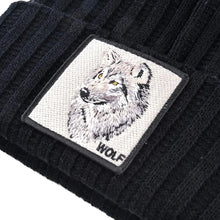 Load image into Gallery viewer, Wolf Patch Knit Beanie Fashionable Winter Headwear Men Women
