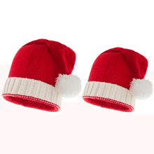 Load image into Gallery viewer, Christmas baby hat style 1 adult and baby with pom-poms
