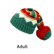 Load image into Gallery viewer, Christmas baby hat style 6 adult with pom-pom
