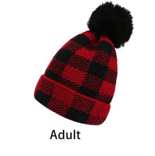 Load image into Gallery viewer, Christmas baby hat style 7 adult with pom-pom
