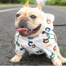 Load image into Gallery viewer, A Sitting French Bulldog wearing White Waterproof Dog Raincoat Bear Printing
