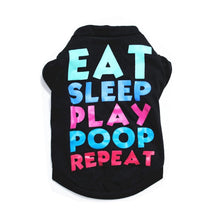 Load image into Gallery viewer, Black cute dog shirt with colored printings on it
