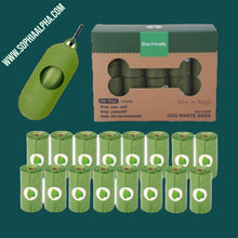Load image into Gallery viewer, Dog Poop Bag Environmentally Friendly One box of green rolls of waste bags 16 green rolls each roll have 15 pieces of bags plus green dispenser

