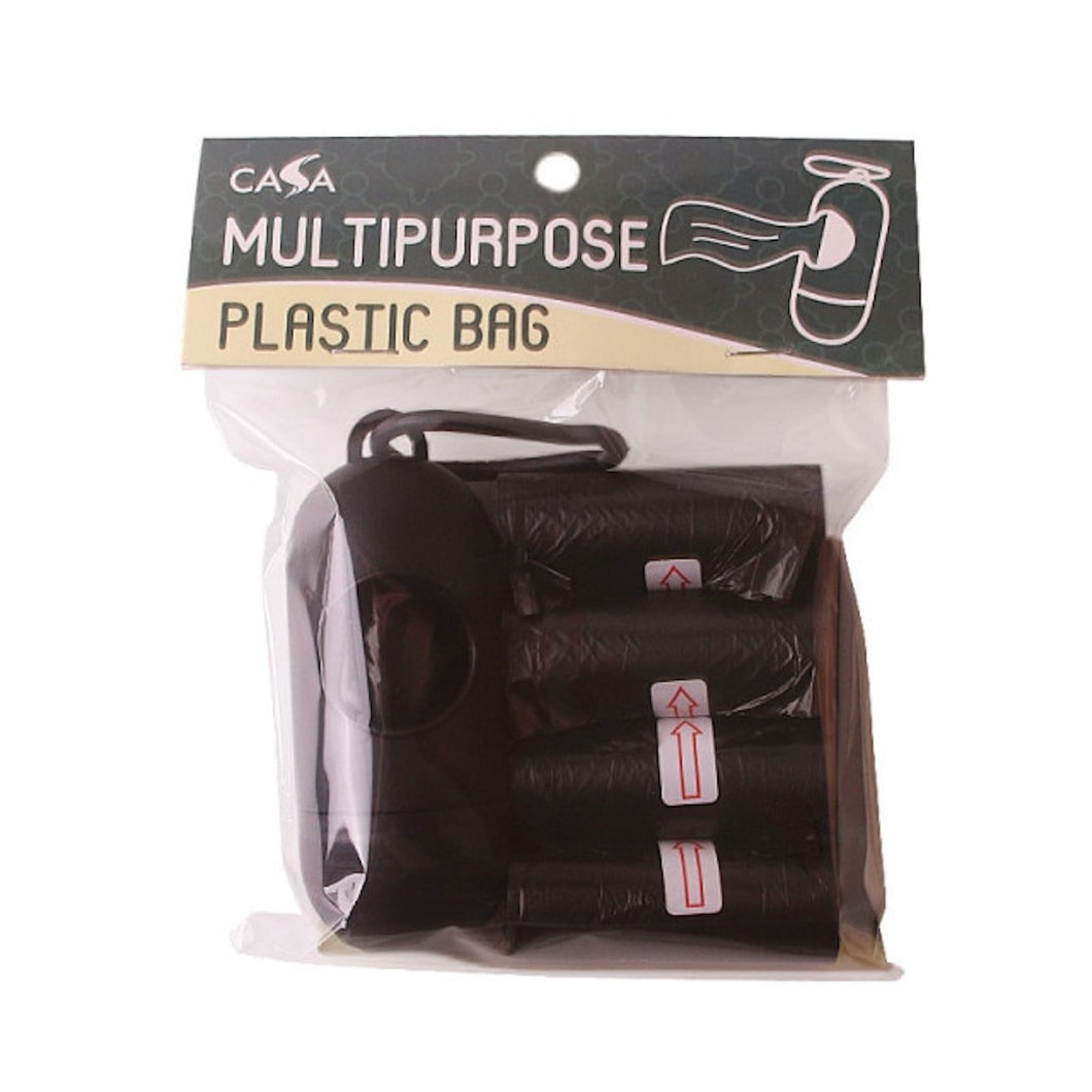 Dog waste bag small packs product Portable dispenser attached with roll plus four more rolls of waste bags Black color