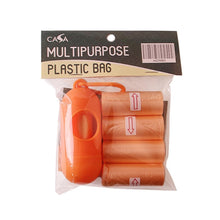 Load image into Gallery viewer, Dog waste bag small packs product Portable dispenser attached with roll plus four more rolls of waste bags Orange color
