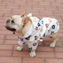 Load image into Gallery viewer, French Bulldog wearing White Waterproof Dog Raincoat Bear Printing
