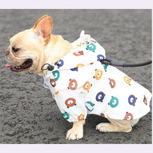 Load image into Gallery viewer, Sitting French Bulldog wearing White Waterproof Dog Raincoat Bear Printing
