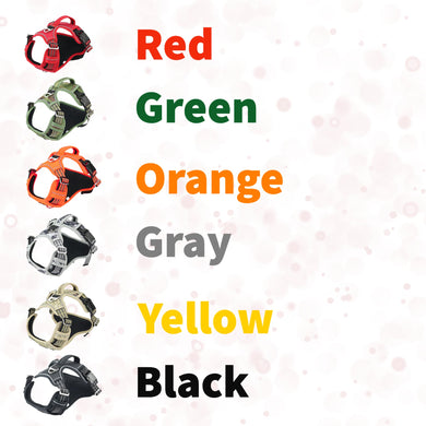 Variety of colors of Heavy Duty Reflective Dog Harness Red Green Orange Gray Yellow Black