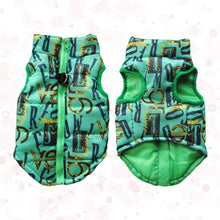 Load image into Gallery viewer, Warm Coat Jacket Windproof Vest Green Letters Color Front and Back View
