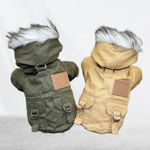Load image into Gallery viewer, Warm Lightweight Hoodie Winter Jacket For Dogs and Cats for small and medium breeds dogs Two colors Green and Khaki upper view
