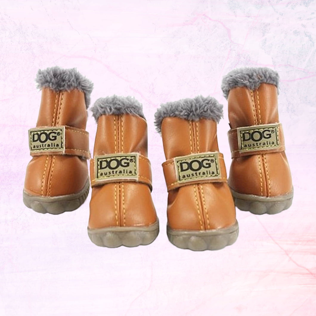 Warm Waterproof Shoes For Dogs For Winter Time Brown Color