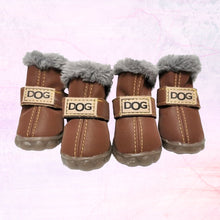 Load image into Gallery viewer, Warm Waterproof Shoes For Dogs For Winter Time Dark Brown Color
